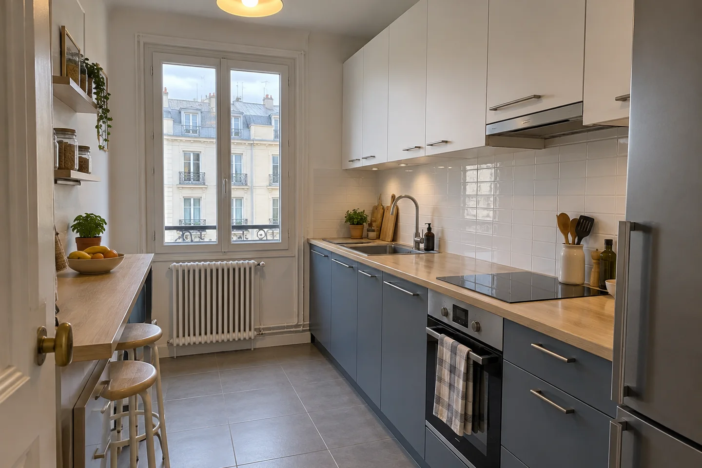 Cuisine rénovée avec de nouvelles finitions — visualisation réaliste