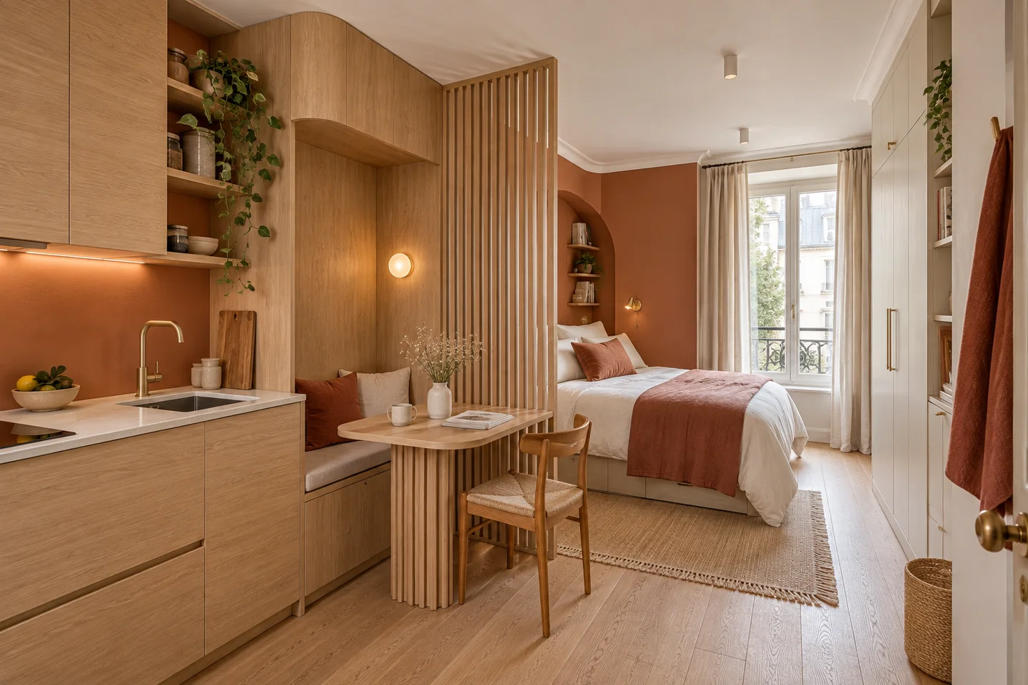 Studio optimisé après rénovation — visualisation réaliste